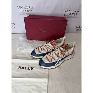 Bally Delys Leather Trail Sneakers Men’s 10 Blue White Vibram Sole Italy